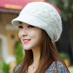 Women's Girls Cute Fall Winter Cozy Fur Earflap Wool Snow Cap Beret Beanie Hat